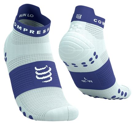Calcetines Compressport Pro Racing V4.0 Run Low Blanco/Azul