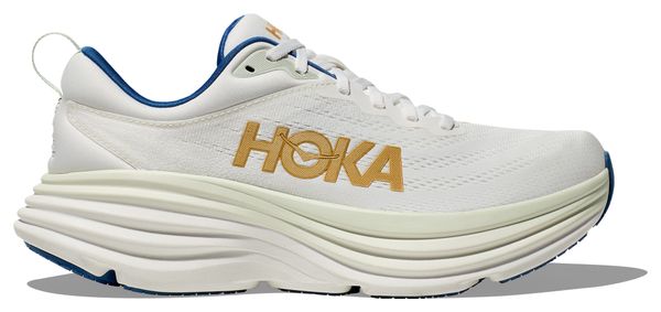 Chaussures Running Hoka Bondi 8 Blanc/Bleu/Or Homme