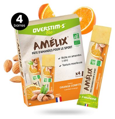 4 Overstims Amelix Bio-Energieriegel in kandierter Orange