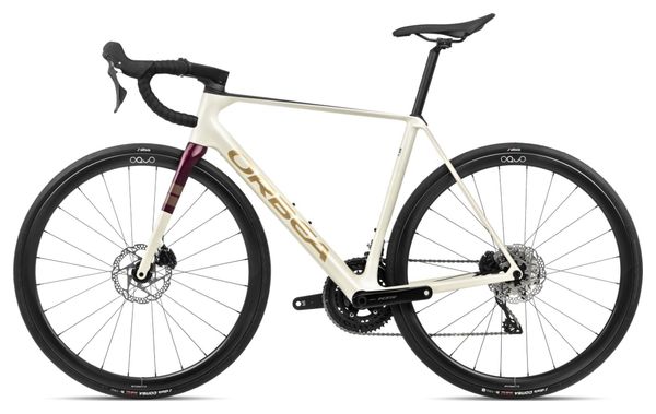 Orbea Orca M35 Bicicletta da strada Shimano 105 12S 700 mm Avorio Bianco Rosso Borgogna 2024
