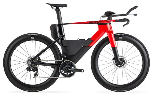 BMC Speedmachine 01 Two Triathlon Bike Sram Force eTap AXS 12S 700 mm Neon Rot Carbon Schwarz 2024