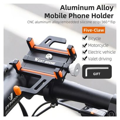 Support de téléphone de guidon de vélo en alliage d'aluminium