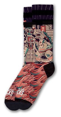 Godzilla - Chaussettes Graphiques Techniques Coolmax - Cyclisme  Running et Sport