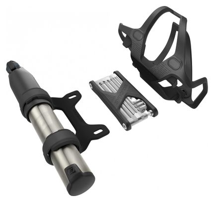 Syncros Tailor iS Cage 2.0HV Side Entry Bottle Cage + Multitool (19 Functions) + MTB Pump Black