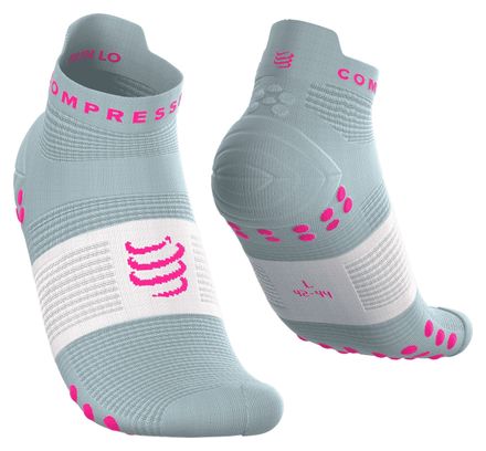 Calcetines Compressport Pro Racing V4.0 Run Low Azul/Rosa