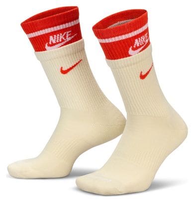 Chaussettes Nike Everyday Plus Cushioned Beige Rouge Unisexe