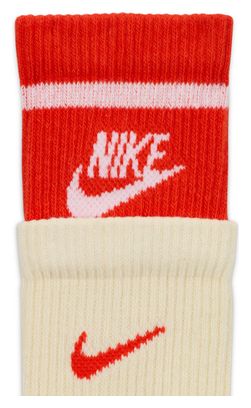 Chaussettes Nike Everyday Plus Cushioned Beige Rouge Unisexe