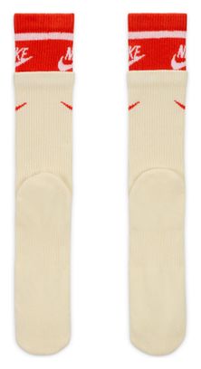 Chaussettes Nike Everyday Plus Cushioned Beige Rouge Unisexe