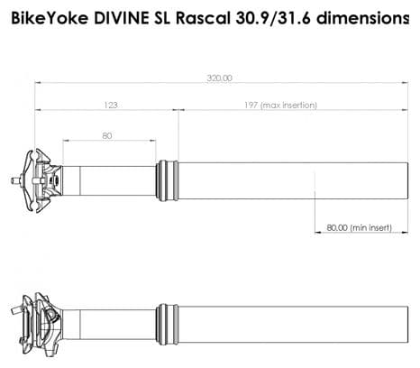 Bike Yoke Divine SL Rascal Teleskop-Sattelstütze (ohne Kontrolle)