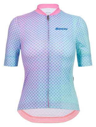 Maillot Manches Courtes Femme Santini Paws Rose/Turquoise