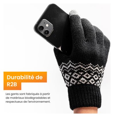 Gants Hiver R2B Gants tactiles tricotés Taille S/M Noir