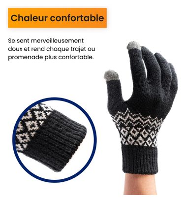 Gants Hiver R2B Gants tactiles tricotés Taille S/M Noir