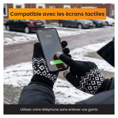 Gants Hiver R2B Gants tactiles tricotés Taille S/M Noir