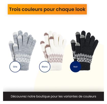 Gants Hiver R2B Gants tactiles tricotés Taille S/M Noir