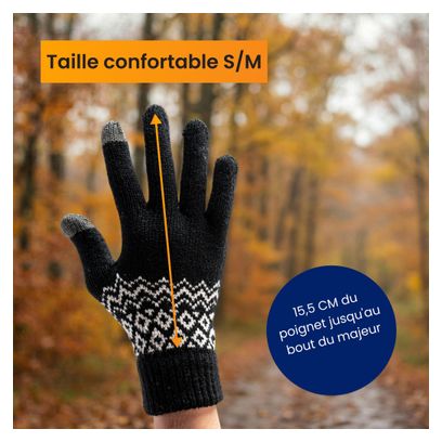 Gants Hiver R2B Gants tactiles tricotés Taille S/M Noir