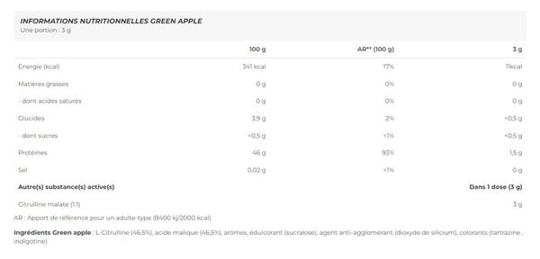 Citrulline Malate (300g) - Biotech Usa - Green Apple -  Citrulline