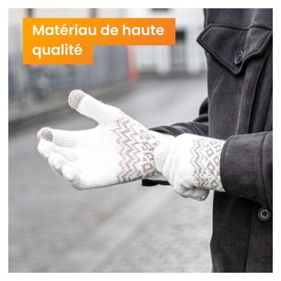 Gants Hiver R2B Gants tactiles tricotés Taille S/M Blanc