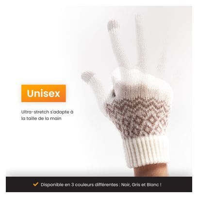 Gants Hiver R2B Gants tactiles tricotés Taille S/M Blanc