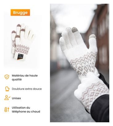 Gants Hiver R2B Gants tactiles tricotés Taille S/M Blanc