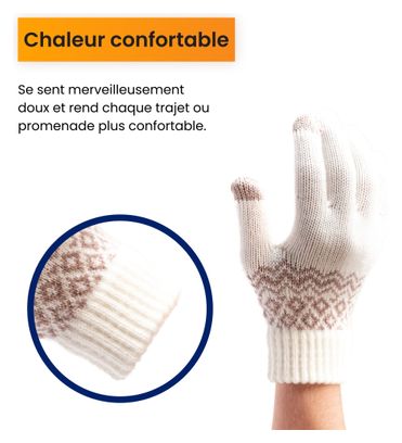 Gants Hiver R2B Gants tactiles tricotés Taille S/M Blanc