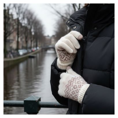 Gants Hiver R2B Gants tactiles tricotés Taille S/M Blanc