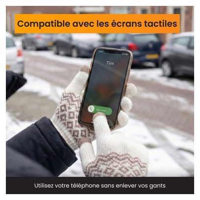 Gants Hiver R2B Gants tactiles tricotés Taille S/M Blanc