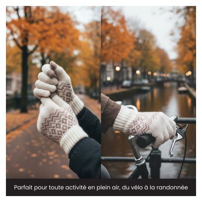 Gants Hiver R2B Gants tactiles tricotés Taille S/M Blanc