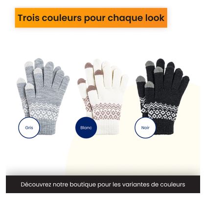 Gants Hiver R2B Gants tactiles tricotés Taille S/M Blanc