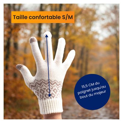 Gants Hiver R2B Gants tactiles tricotés Taille S/M Blanc