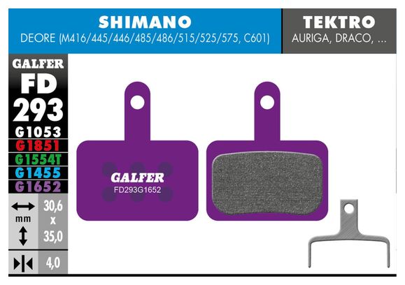 Galfer FD293 G1652 E-Bikes Pastillas de Freno Semimetálicas para Frenos de Disco Shimano / Tektro / TRP