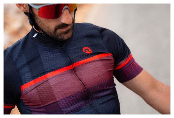 Maillot Manches Courtes Velo Rogelli Hero II - Homme - Rouge/Bourgogne/Noir