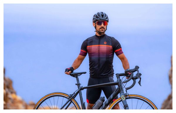 Maillot Manches Courtes Velo Rogelli Hero II - Homme - Rouge/Bourgogne/Noir