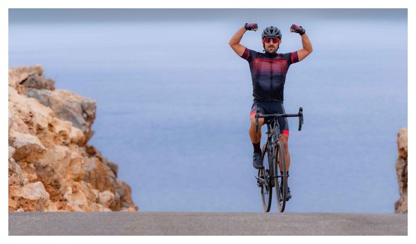 Maillot Manches Courtes Velo Rogelli Hero II - Homme - Rouge/Bourgogne/Noir
