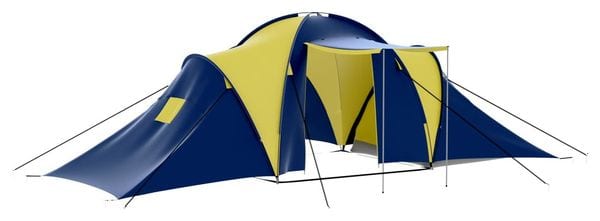 vidaXL Tente de camping 9 personnes Bleu et Jaune