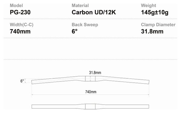 Cintre VTT Progress PG-230 Carbon Flat Noir