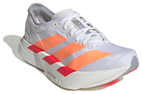 adidas Adizero Adios Pro 4 Running Shoes, White/Orange, Women's