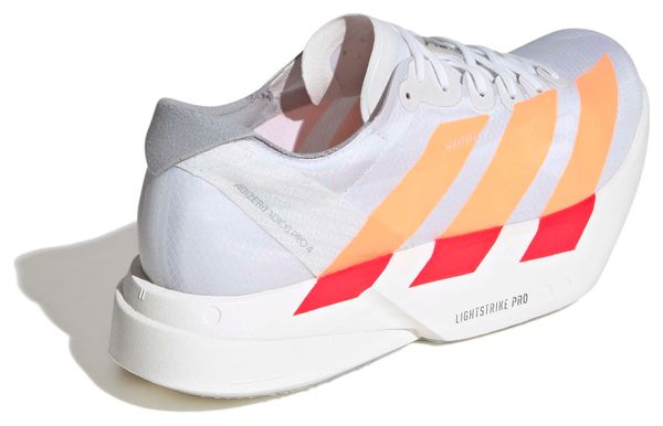 adidas Adizero Adios Pro 4 Running Shoes, White/Orange, Women's