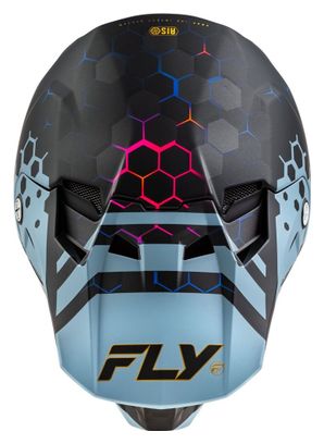 Casco integrale Fly Racing Fly Formula CC Tektonik Nero / Ardesia / Blu opaco