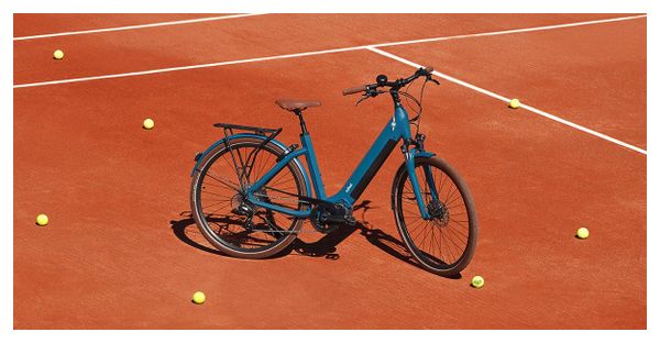 Bicicleta eléctrica urbana O2 Feel iSwan Edición Roland-Garros Univ Shimano Altus 8V 540 Wh 28'' Azul cobalto