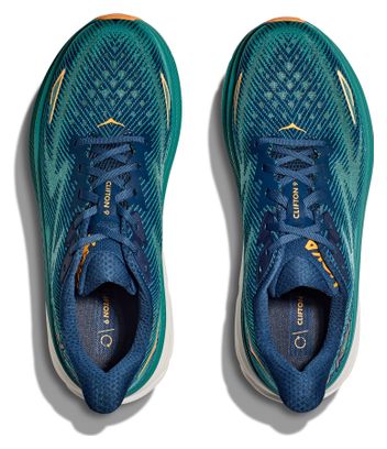 Hoka Clifton 9 Running Shoes Blue/Orange Men's