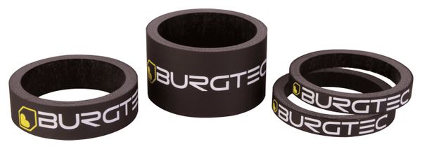 Kit distanziali per attacco manubrio in carbonio Burgtec (2 x 5 mm / 10 mm / 20 mm) Nero