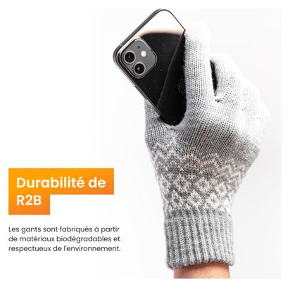 Gants Hiver R2B Gants tactiles tricotés Taille S/M Gris