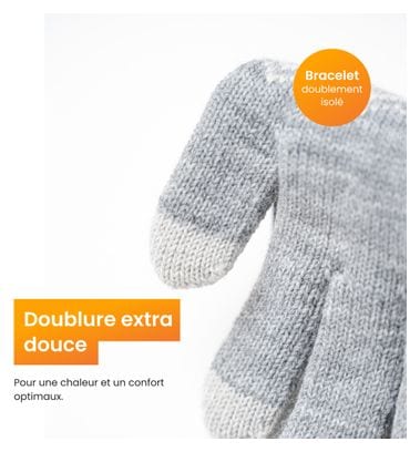 Gants Hiver R2B Gants tactiles tricotés Taille S/M Gris