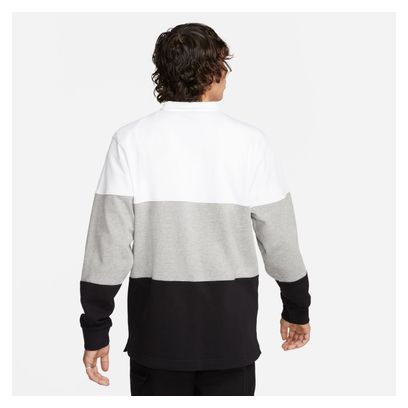 Nike Club+ Fleece White Black Long Sleeve Polo
