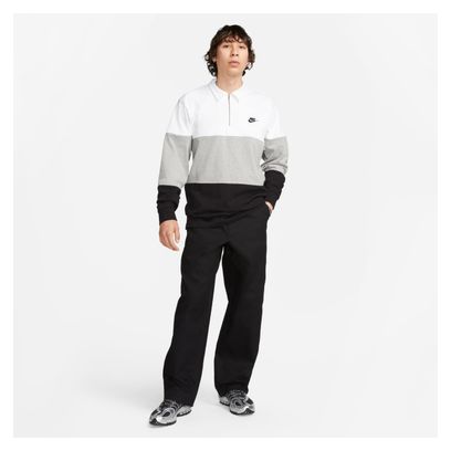 Polo Nike Club+ Fleece White Black Long Sleeve