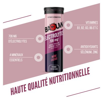 Boisson Electrolytes Baouw Mûre/Cassis - 10 pastilles