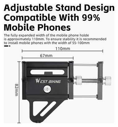 Support de téléphone portable pour véloultra-léger en alliage d'aluminium