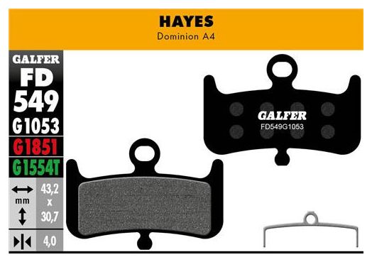 Paar halbmetallische Hayes Dominion A4 Standard-Bremsbeläge von Galfer