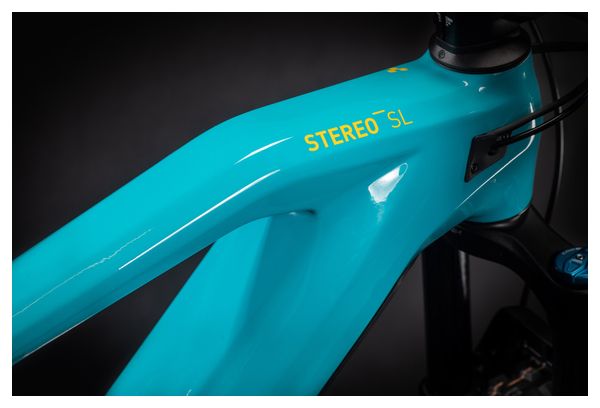 Cube Stereo Hybrid 140 HPC SL 625 MTB elettrica a sospensione completa Shimano XT 12S 625 Wh 29'' Petrol Blue 2021