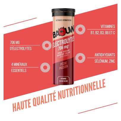 Boisson Electrolytes Baouw Pêche/Passion - 10 pastilles